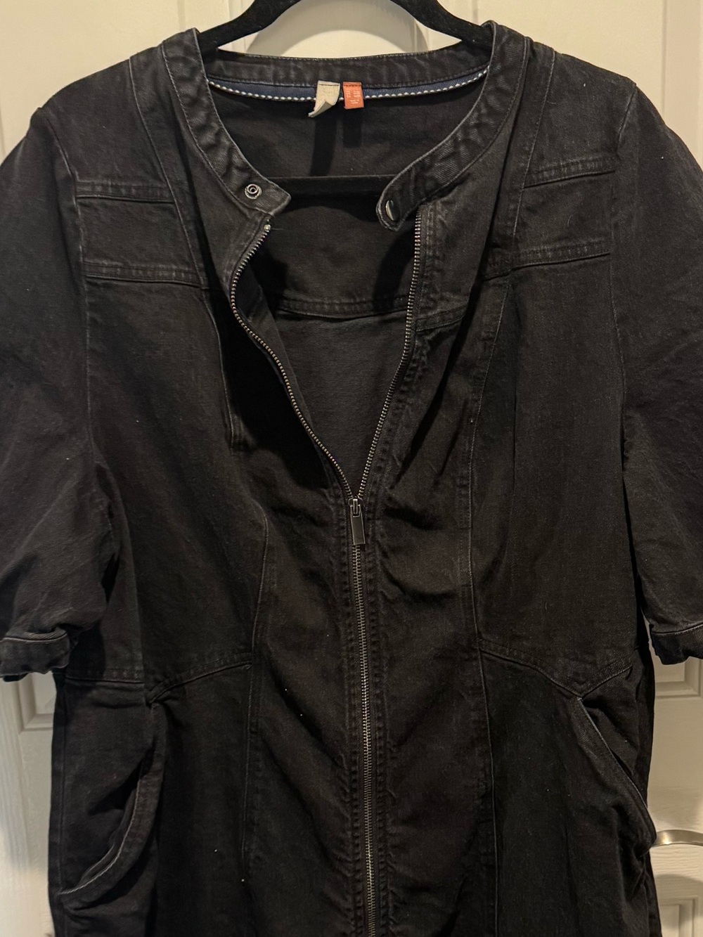Pilcro for Anthropologie Black Denim Zip-Front Mini Dress Size 20W - Picture 10 of 14